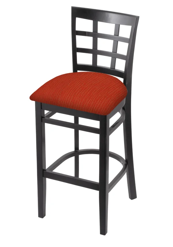 3130 30x22 Bar Stool with Black Finish and Graph Poppy Seat