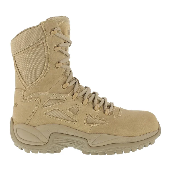 Reebok Women's Rapid Response RB Stealth 8-Inch Composite Toe Side Zip Boots-Desert Tan