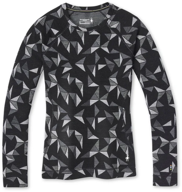 Smartwool Merino 250 Baselayer Pattern Crew - Women's Black Pinwheel, L