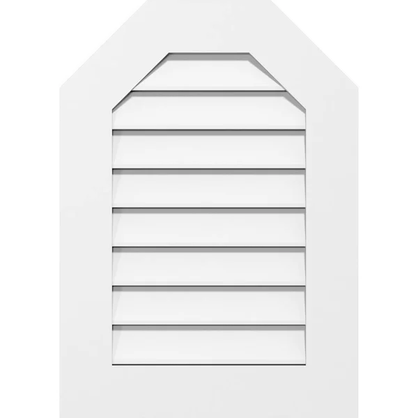 Ekena Millwork GVPOT14X3201SF 14x22W x 32x22H Octagonal Top Surface Mount PVC Gable Vent: Functional, w/ 3-1/2x22W x 1x22P Stand