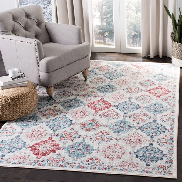 Safavieh Brentwood BNT815A 6&7x22 x 6&7x22 Round Cream - Blue Area Rug
