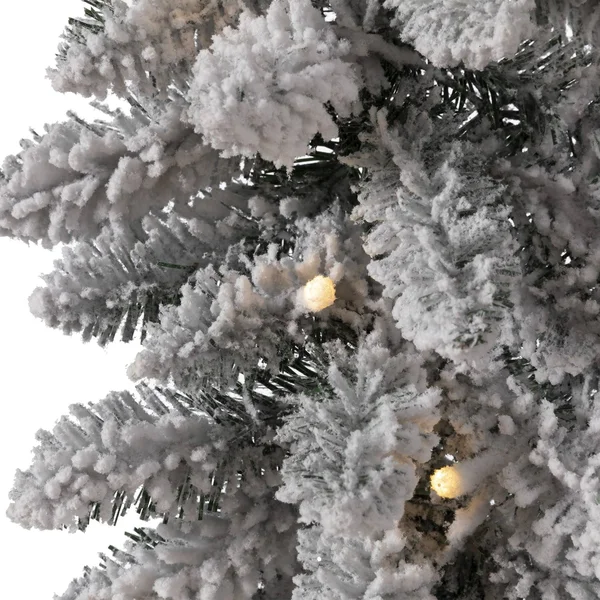 Glitzhome Pre-Lit Snow Flocked Christmas Wreath with Warm White LED Light - Garland