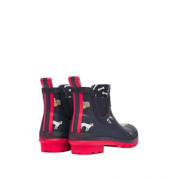 Joules Wellibob Ladies Rubber Ankle Wellington Boots Navy Dog Show: UK