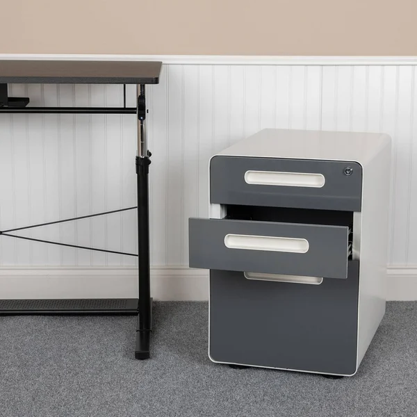Flash Furniture Ergonomic 3-Drawer Mobile Locking Filing Cabinet with Anti-Tilt