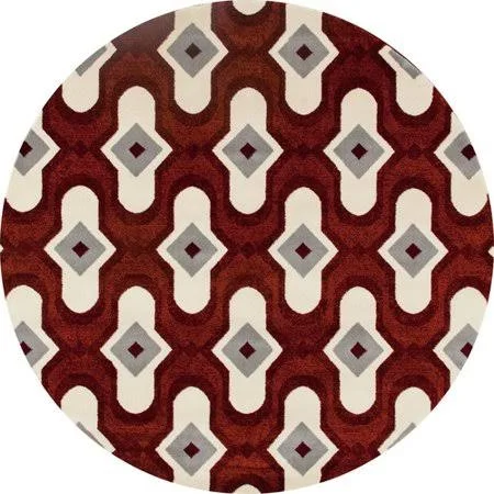 George Oliver West Hewish Burgundy/Beige Area Rug, Size: Round 5'3