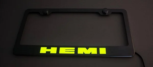 ACC 152024-SBLK Brushed License Plate Frame with Black Solid Hemi Logo