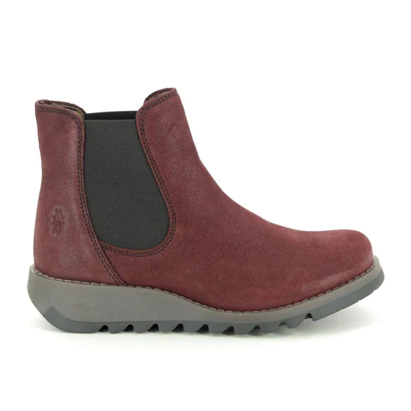 Fly London Salv 143195-031 Burgundy Suede 42 EU Womens Ankle Boots