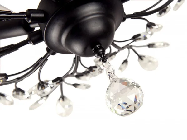 SEOL-Light Vintage Large Crystal Branches Chandeliers Black Ceiling Light Flush