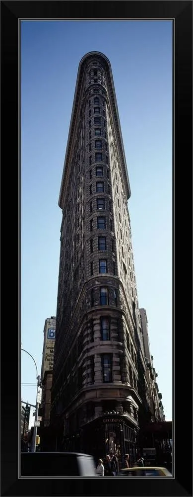 Low Angle View of An Office Building, Flatiron Building, Manhattan, New York City, New York State, Black Framed Wall Art, 12x