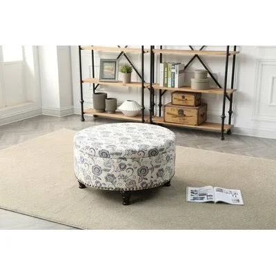 Maron Storage Ottoman Ophelia & Co. Upholstery Color: Cream/Blue