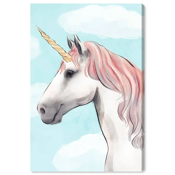 Oliver Gal 'Pastel Unicorn Mane' Fantasy and sci-fi Wall Art Canvas Print - Pink - Blue - 24 x 36
