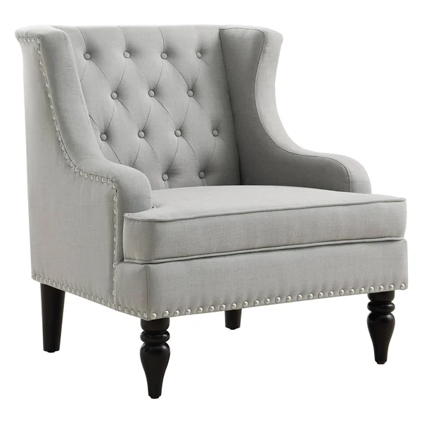 Rosevera Carafa Tufted Wingback Armchair, Size: One size, Grey