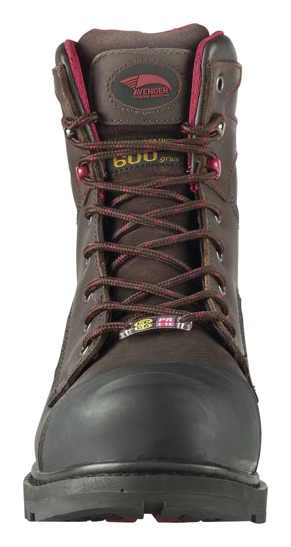 Men's Avenger A7573 8 inch Insulated WP Carbon Toe PR EH Work Boot, Size: 17, Brown