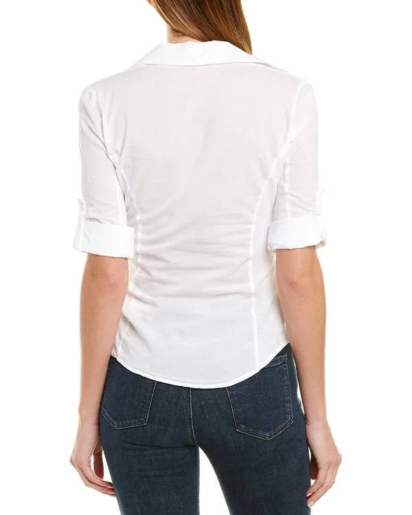 James Perse Contrast Ribbed Surplus Shirt White Size 1