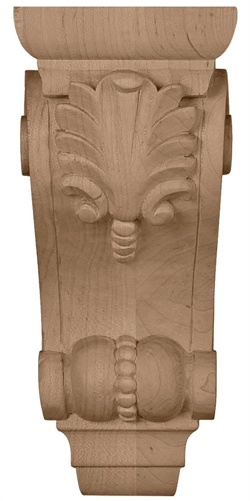 3 3/4x22W x 4 3/8x22D x 8 1/2x22H Medium Fig Leaf Corbel - Rubberwood