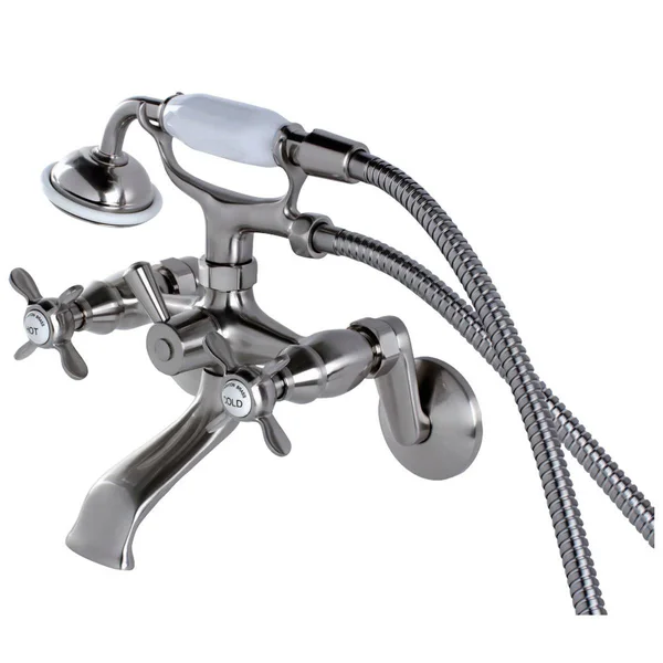 Kingston Brass KS286PN Essex Wall Mount Clawfoot Tub Faucet with Hand Shower, Polished Nickel