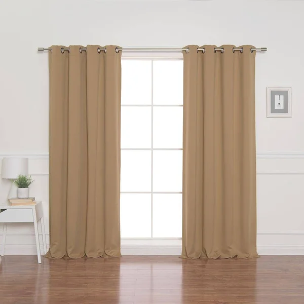 Best Home Fashion - Inc. Solid Blackout Thermal Grommet Curtain Panels Color: Wheat, Size: 96x22 L x 52x22 W