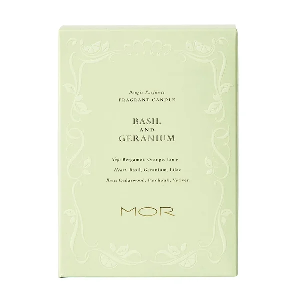 Mor Scented Home Library Basil and Geranium Fragrant Candle 13.4oz