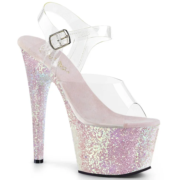 Pleaser - ADORE-708LG 10, Clear/Opal Multi Glitter