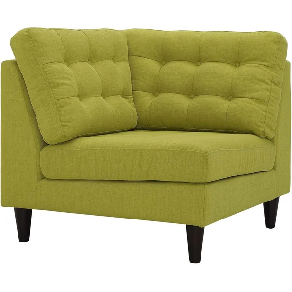 Modway Empress Upholstered Fabric Corner Sofa, Wheatgrass