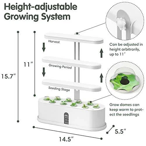 Hydroponics Growing System, Automatic Timer Indoor Herb Germination Kits with LED Grow Light, Height Adjustable Smart Garden Sta