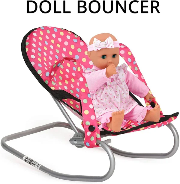 Fash N Kolor 3 Piece Doll Play Set, Includes - 1 Pack N play. 2 Doll Stroller 3.Doll High Chair. 4 Infant Seat, Fits Up to 18&&