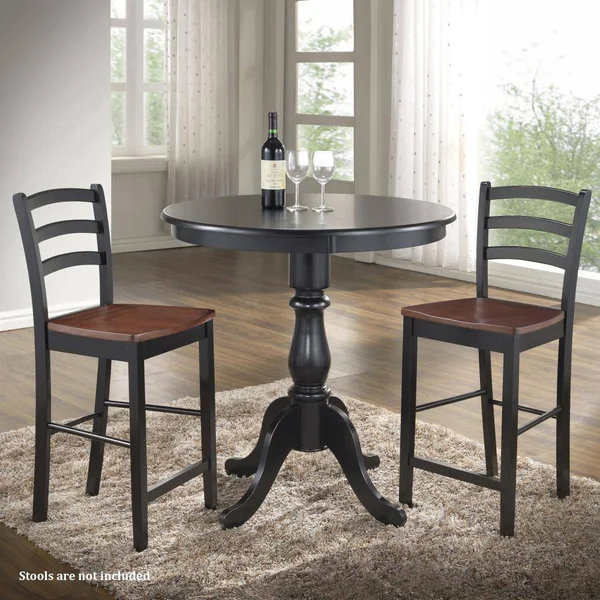 Carolina Chair & Table Fairview Antique Black 36x22 Round Pedestal Bar Table