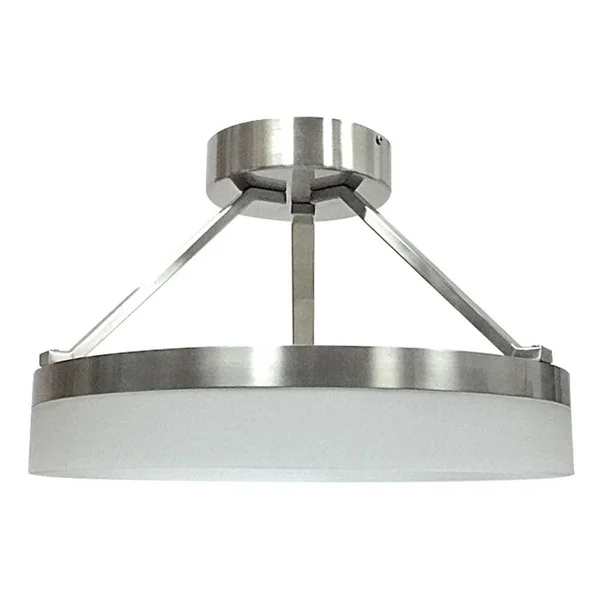 Allen + Roth Lynnpark 11.95-in Brushed Nickel LED Semi-Flush Mount Light - SFL11BNK