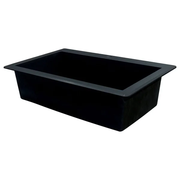 Transolid Radius Drop-in 33-in x 22-in Black Single Bowl 3-Hole Kitchen Sink, RTSS3322-09-CAD