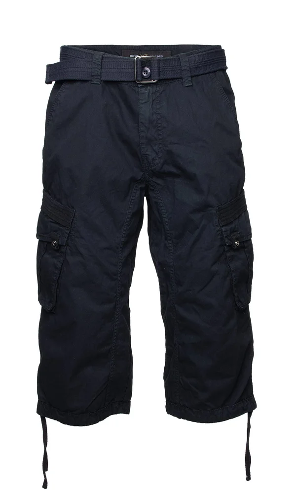 x Ray Men's Belted Tactical Cargo Long Shorts 18x22 Inseam Below Knee Length Multi Pocket 3/4 Capri Pants