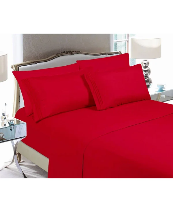 Elegant Comfort Luxury Soft Solid 4 pc. Sheet Set - California King - Red