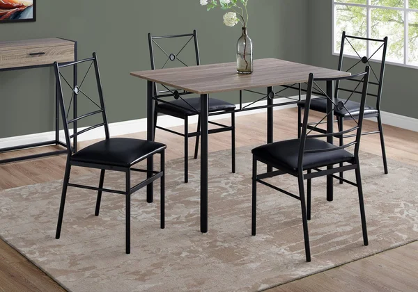 63x22 x 76x22 x 102x22 Grey Black Foam Metal - 5pcs Dining Set