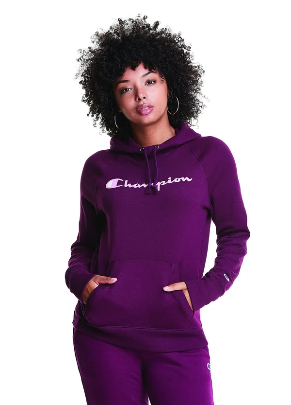 Champion Women's Powerblend Fleece Hoodie, Script Logo