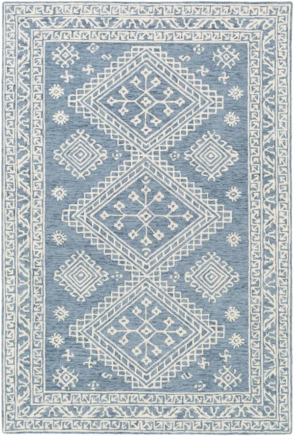 Bohemian BHS-0083107 Tufted Wool Denim Medallion Rug, 5& x 7&6x22