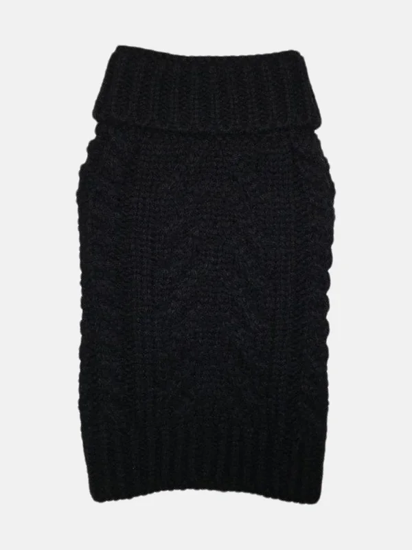 Fab Dog Super Chunky Turtleneck Dog Sweater - Black, 8x22