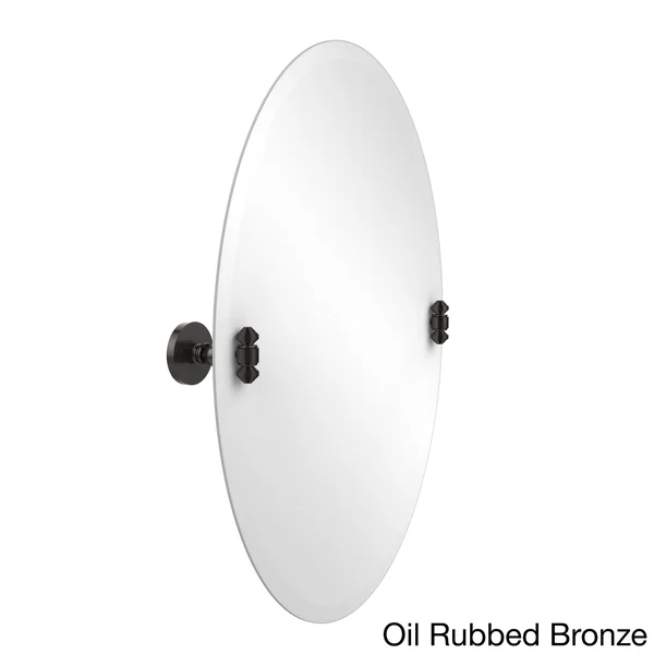 Allied Brass Frameless Oval Tilt Mirror Beveled Edge Polished Nickel