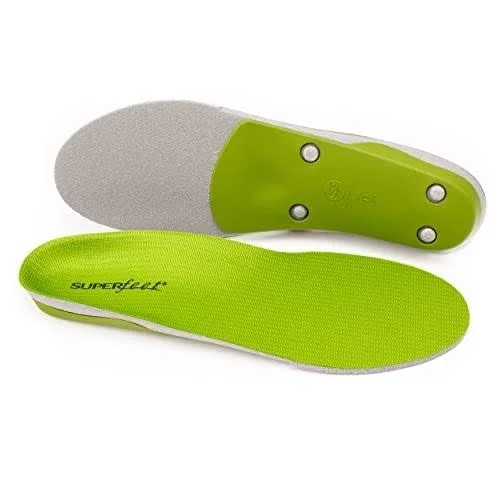 Superfeet Green Insoles - Professional-Grade High Arch Orthotic Insert for Maximum SUPPORT, Unisex, Green, Size: F11.5-13
