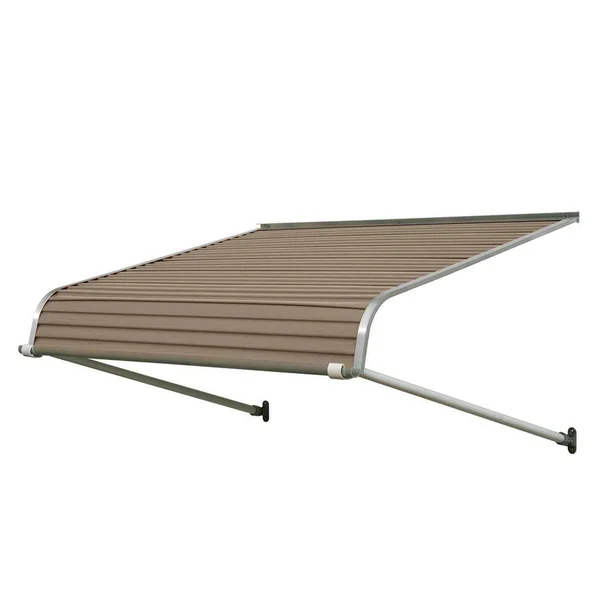NuImage Awnings 1100 40-in Wide x 54-in Projection Sandalwood Solid Fixed Door Awning in Off-White - K110904007