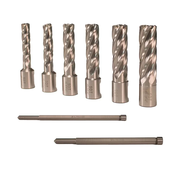 Steel Dragon Tools High Speed Steel Annular Cutter 7 PC Kit - 7/16 inch to 3/4 inch - with 2 inch Cut Depth, 3/4 inch Weldon Sha