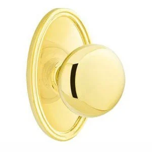 Brass Classic Hardware - Half Dummy Providence Door Knob with Oval Rose in Unlacquered Brass - 8520P.HALF.US3NL - Emtek Hardware