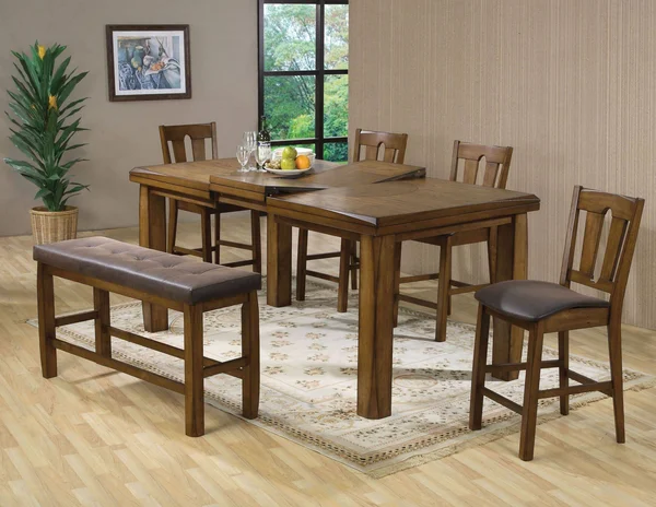 Acme Morrison Counter Height Bench with Storage - Brown PU & Oak