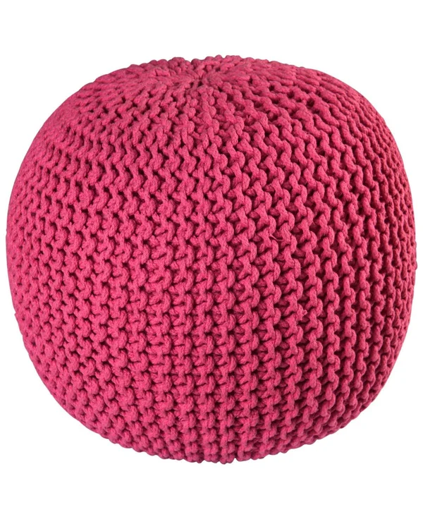 Pouf Ottoman Cotton Rope - Off White, 16-inch, 18 x 18 x 16