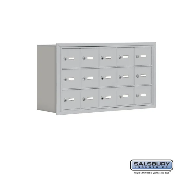 Salsbury 19038-15ARK 8 in. Cell Phone Storage Locker - 3 Door High Unit - 15 A Doors - Aluminum - Recessed Mounted - Master Keye