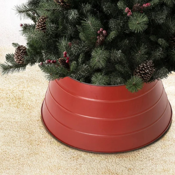 Glitzhome 22x22D Painted Red Metal Tree Collar