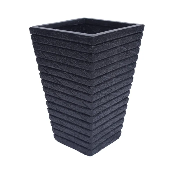 GDF Studio Hedy Garden Urn Planter, Square, Tapered, Riveted, Black Lightweight Concrete