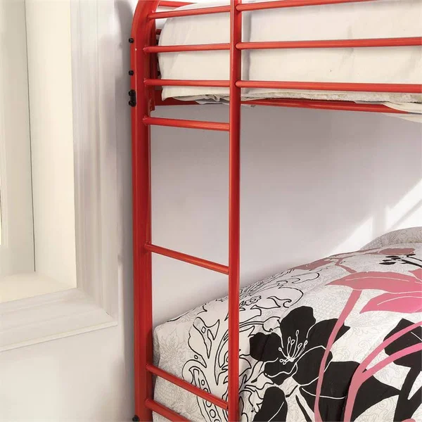 Furniture of America Sulie Transitional Twin Over Twin Bunk Bed in Red