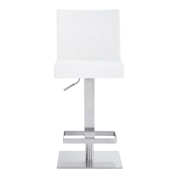 Leatherette Swivel Barstool with Adjustable Height - White