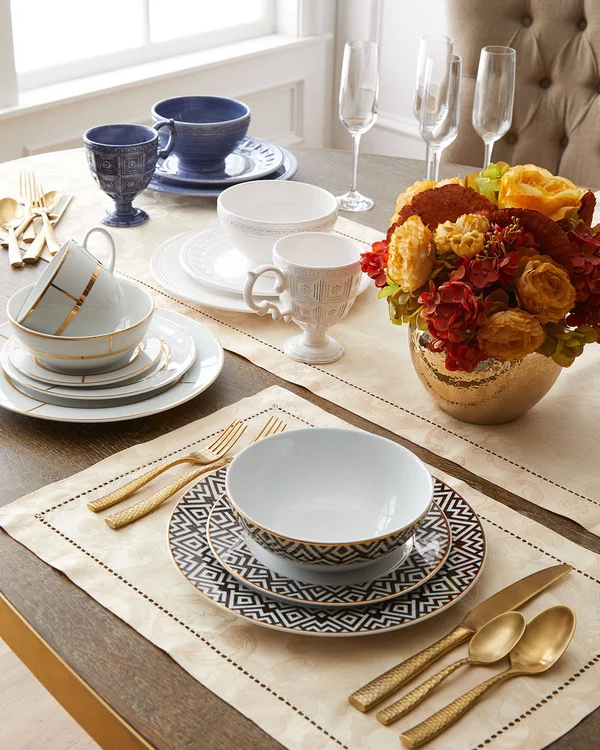 Sferra - Acanthus - Sage Oblong Placemats 14x20, Set 4