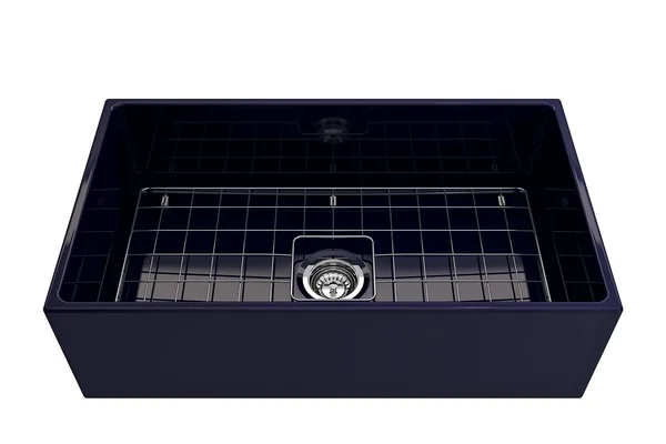 BOCCHI Farmhouse Contempo 33x22 Apron Front Fireclay Single Bowl Kitchen Sink, Sapphire Blue