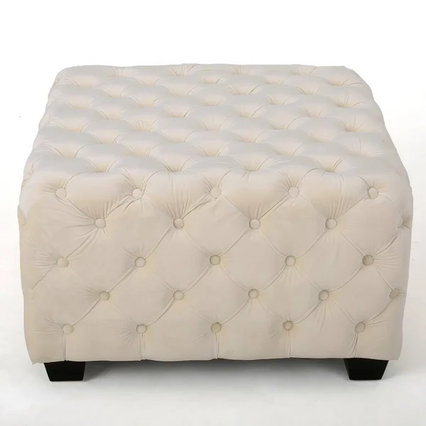 Noble House Jaymee Ivory Velvet Ottoman